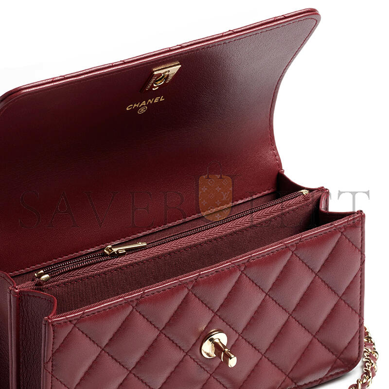 CHANEL CLUTCH WITH CHAIN LAMBSKIN, DIAMANTÉ & GOLD METAL AP4831 (21*13*6.5cm)